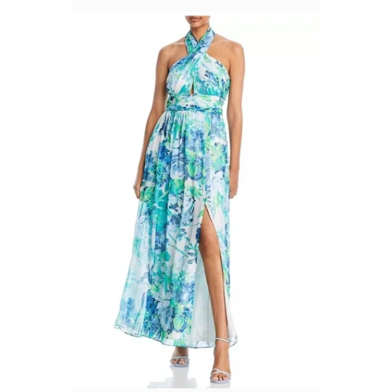 Eliza J Halter Pleated Evening Dress Size 10